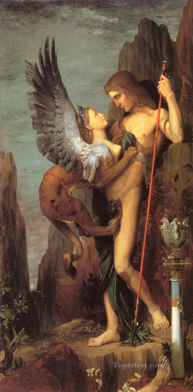 Oedipus and the Sphinx Symbolism biblical mythological Gustave Moreau Oil Paintings